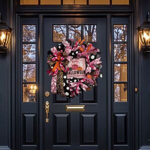 Happy Halloween Pink Mesh Wreath